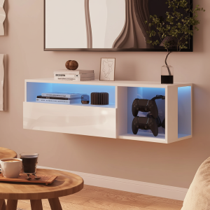 Avis meuble TV suspendu Soges 100 cm blanc
