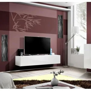 Avis meuble TV suspendu Meublorama FLY blanc brillant