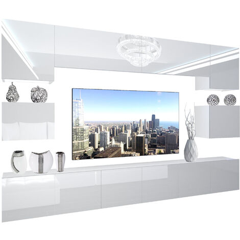 Avis meuble TV suspendu Belini Nex 300 cm chêne wotan et noir avec LED