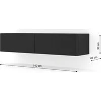 Vue 2 du meuble TV suspendu Bb-Loisir Bingo 140 cm noir mat