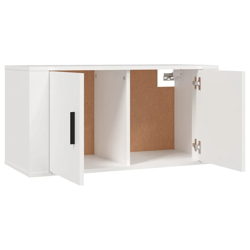 Vue 4 du meuble TV suspendu Bonnevie blanc 80 cm
