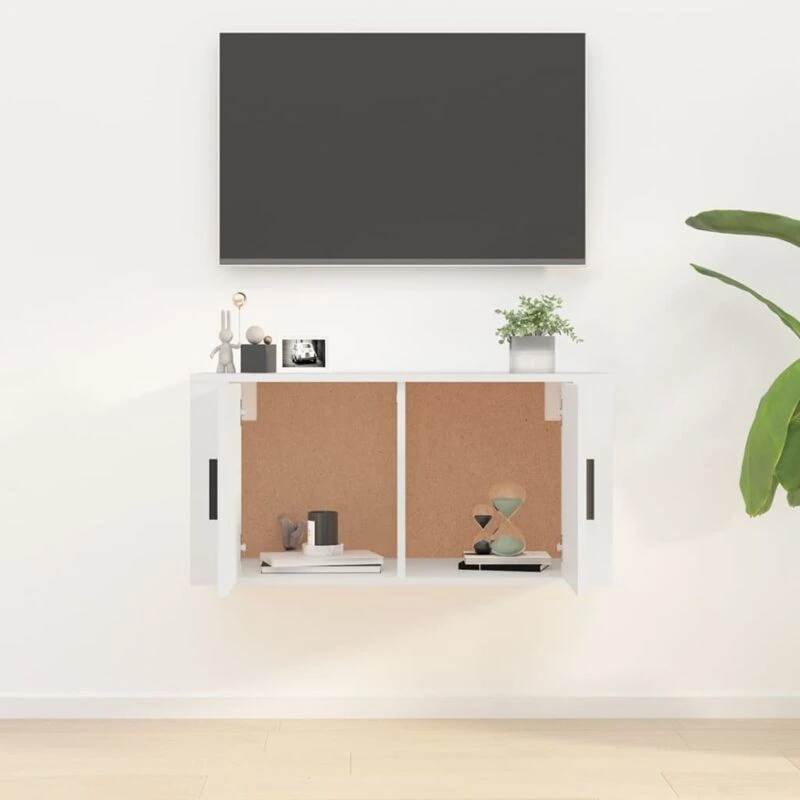 Vue 5 du meuble TV suspendu Bonnevie blanc 80 cm