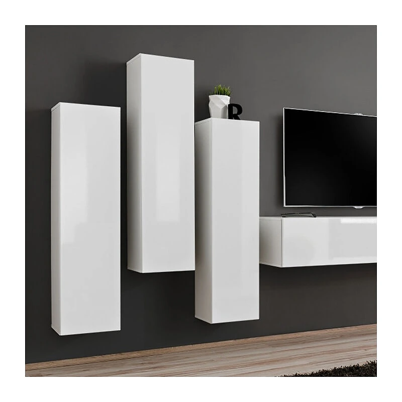 Vue 3 du ensemble meuble TV mural Paris Prix Switch III 330 cm blanc
