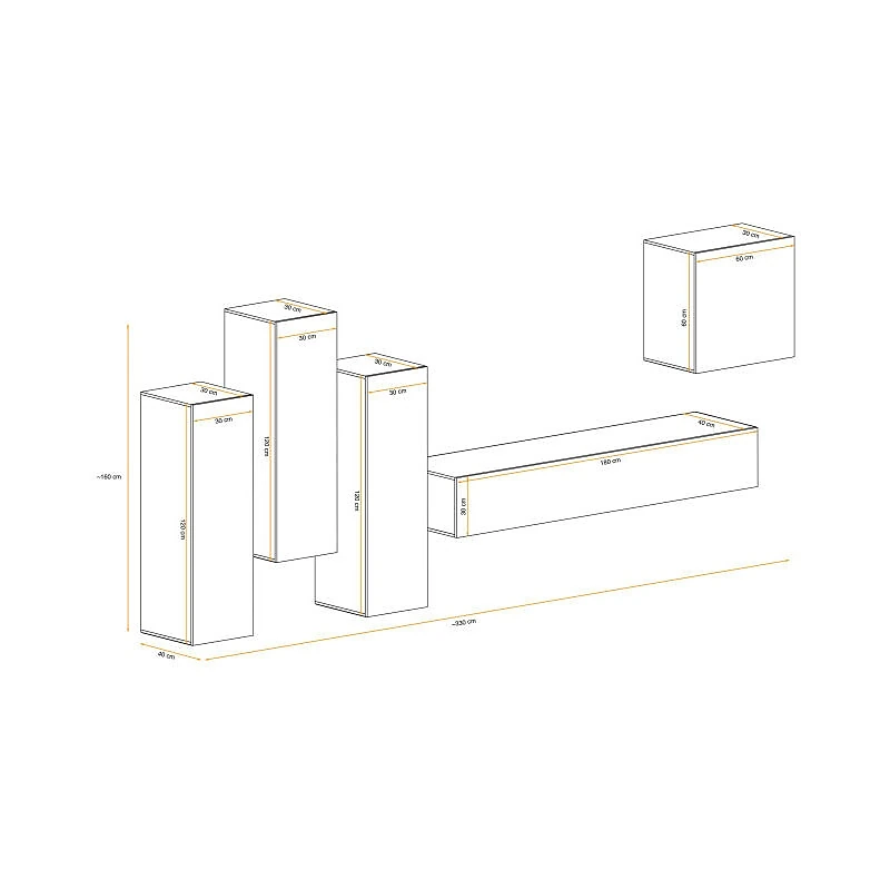 Vue 5 du ensemble meuble TV mural Paris Prix Switch III 330 cm blanc