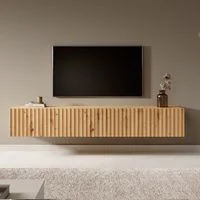 Vue 3 du ensemble meuble TV suspendu AC-DECO Switch Met IV marron 300 cm
