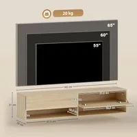 Vue 5 du meuble TV suspendu Irovami 140 cm bois naturel