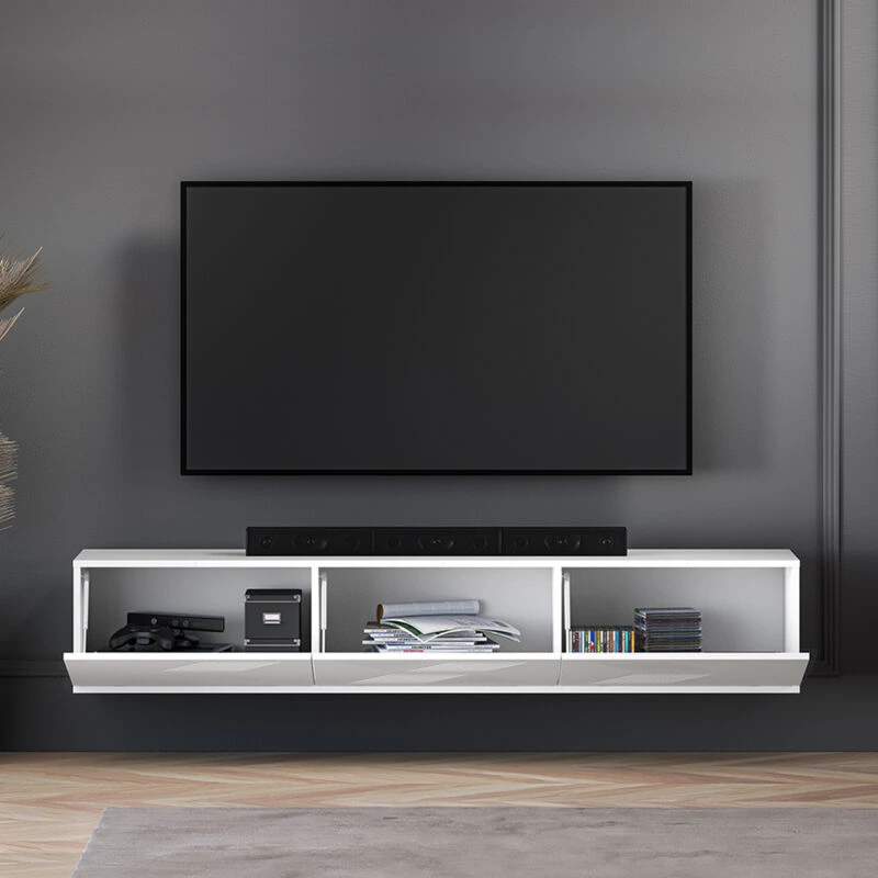 Vue 5 du meuble TV suspendu Petits-Meubles Aura 170 cm blanc