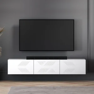 Meuble TV mural 3 portes 170 cm Aura Blanc image principale