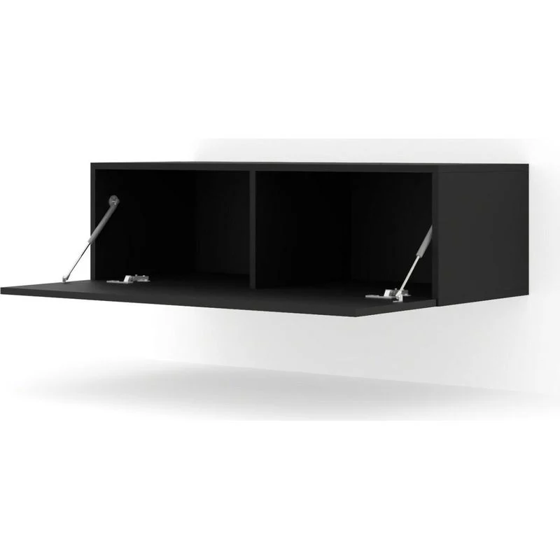 Vue 2 du meuble TV suspendu Bb-Loisir Bingo 100 cm noir mat
