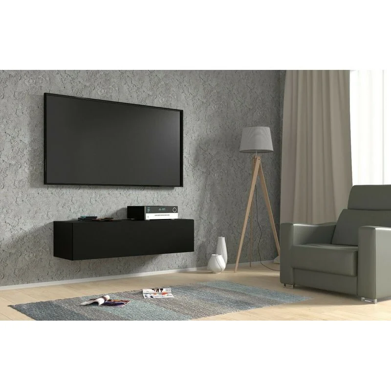 Vue 5 du meuble TV suspendu Bb-Loisir Bingo 100 cm noir mat