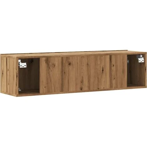 Vue 4 du meuble TV suspendu Helloshop26 120 cm chêne artisanal