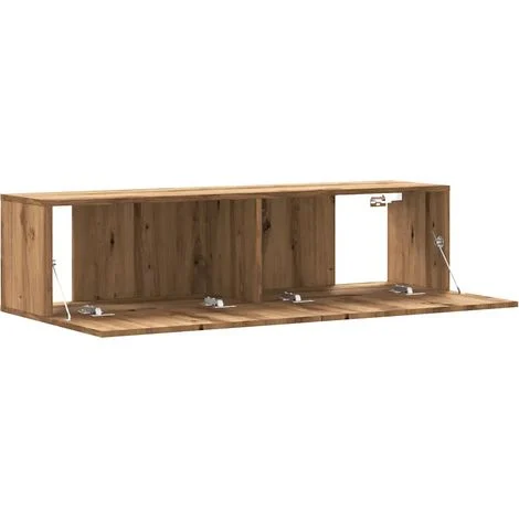 Vue 5 du meuble TV suspendu Helloshop26 120 cm chêne artisanal