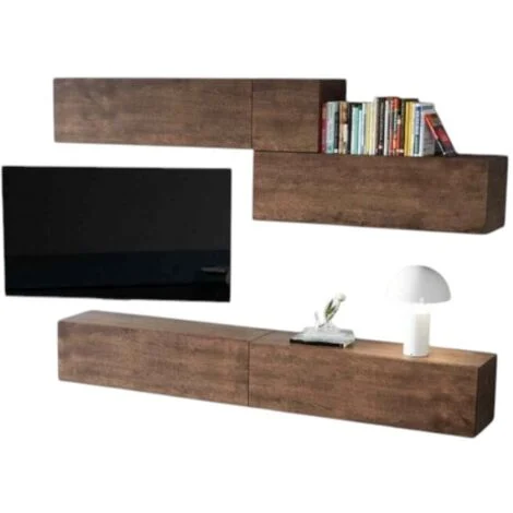 Avis ensemble meuble TV suspendu Les Tendances Kuza 268 cm noyer