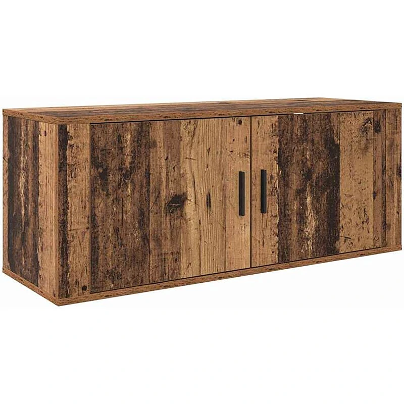 Vue 2 du meuble TV mural Maison Chic 100 cm bois ancien