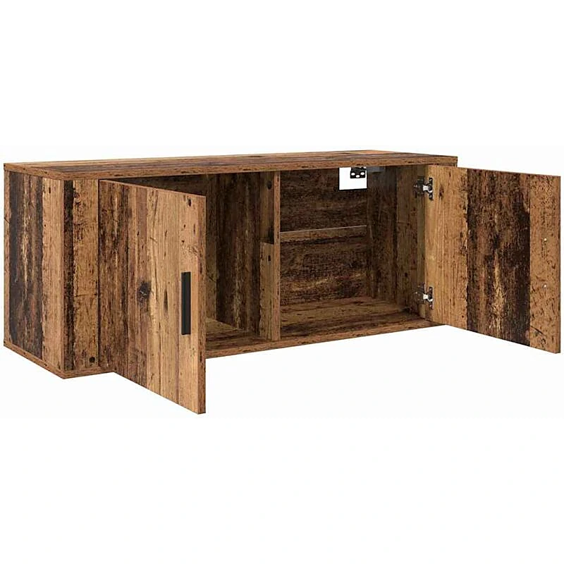 Vue 5 du meuble TV mural Maison Chic 100 cm bois ancien
