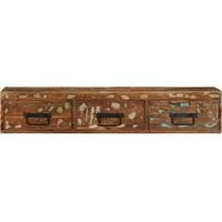 Vue 5 du meuble TV mural Maison Chic 100 cm bois massif