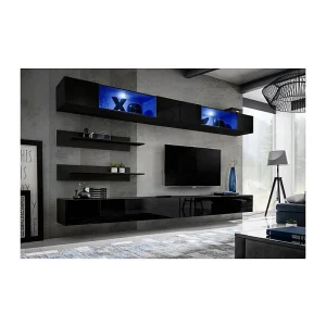 Ensemble meuble TV mural Paris Prix Fly VIII 320 cm noir image principale