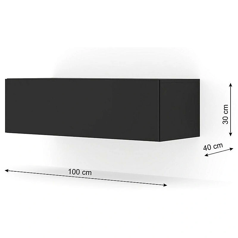Vue 3 du meuble TV suspendu Bb-Loisir Bingo 120 cm noir mat