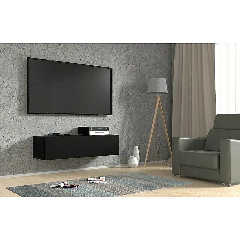 Vue 5 du meuble TV suspendu Bb-Loisir Bingo 120 cm noir mat