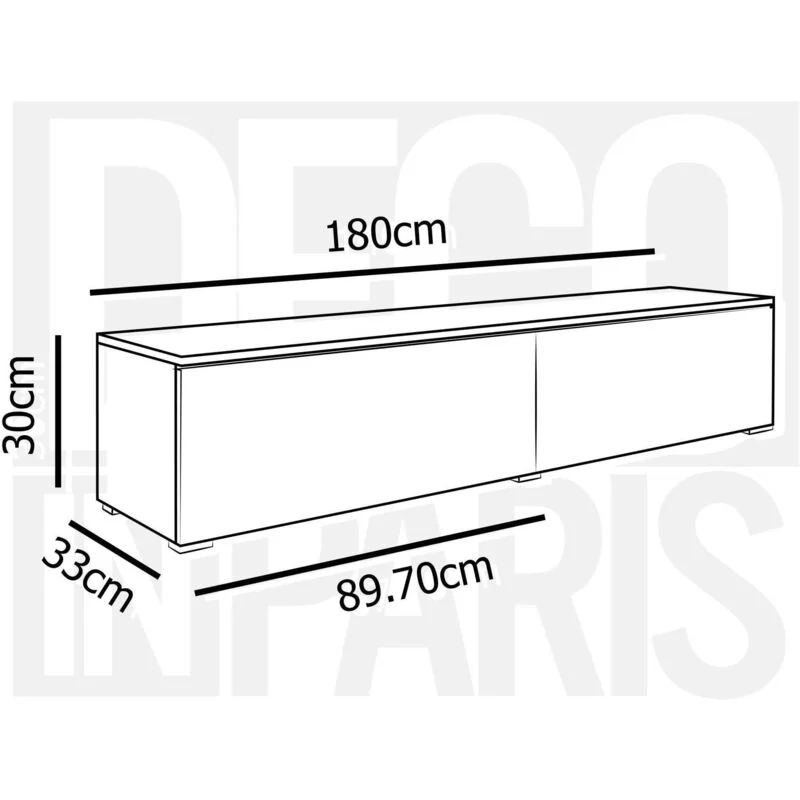 Vue 4 du meuble TV suspendu Deco In Paris Malorie 180 cm blanc laqué et chêne avec LED