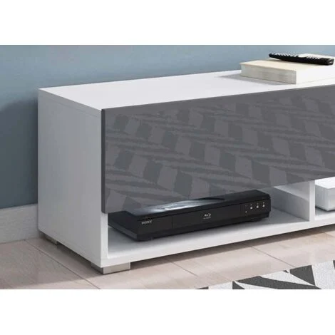 Vue 5 du meuble TV suspendu Deco In Paris Romane 100 cm blanc et gris