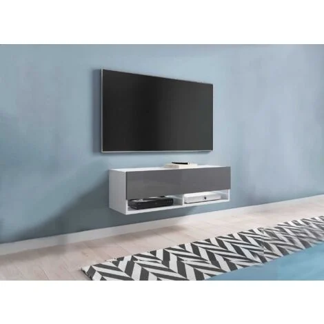 Avis meuble TV suspendu Deco In Paris Romane 100 cm blanc et gris