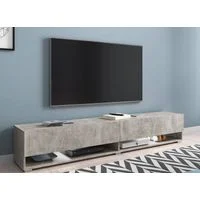 Vue 5 du meuble TV suspendu Deco In Paris Romane XXL 180 cm gris béton