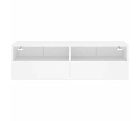 Vue 6 du meuble TV mural Maison Chic 100 cm blanc et bois