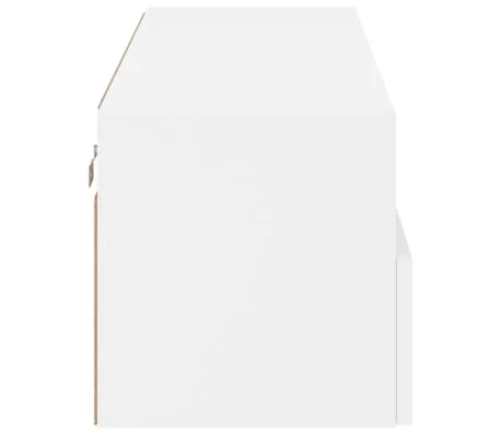 Vue 7 du meuble TV mural Maison Chic 100 cm blanc et bois