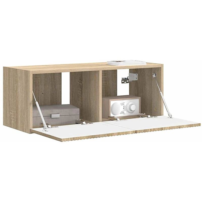 Vue 3 du meuble TV suspendu Maison Chic 60 cm sonoma