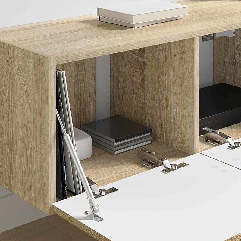 Vue 4 du meuble TV suspendu Maison Chic 60 cm sonoma