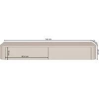 Vue 6 du meuble TV suspendu Selsey Luvio Slim 140 cm gris cachemire