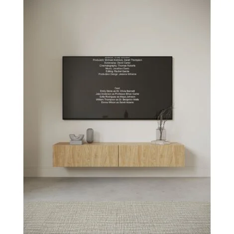 Vue 2 du meuble TV suspendu Selsey Nolie 175 cm chêne huilé