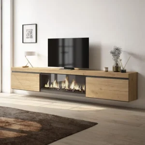 Meuble TV suspendu Skraut Home 267 cm avec cheminée électrique image principale