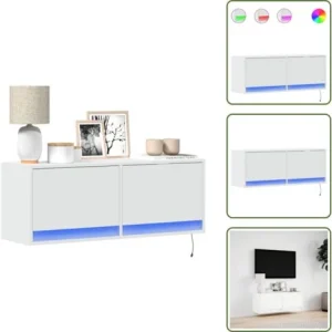 Meuble TV suspendu Vidaxl 100 cm avec LED blanc image principale