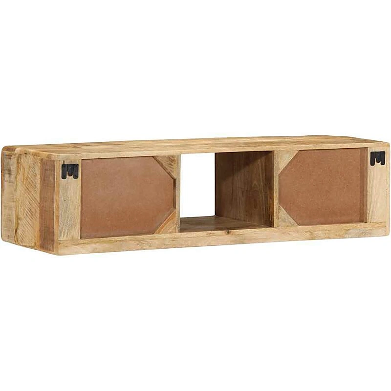 Vue 4 du meuble TV suspendu vidaXL 100 cm bois massif manguier brut