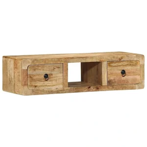 Meuble TV suspendu vidaXL 100 cm bois massif manguier brut image principale