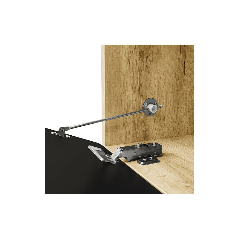 Vue 5 du meuble TV suspendu Wishdor 180 cm noir et bois avec LED