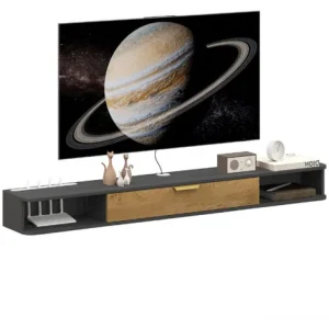 Mixhome meuble TV mural 160 cm avec rangement gris image principale