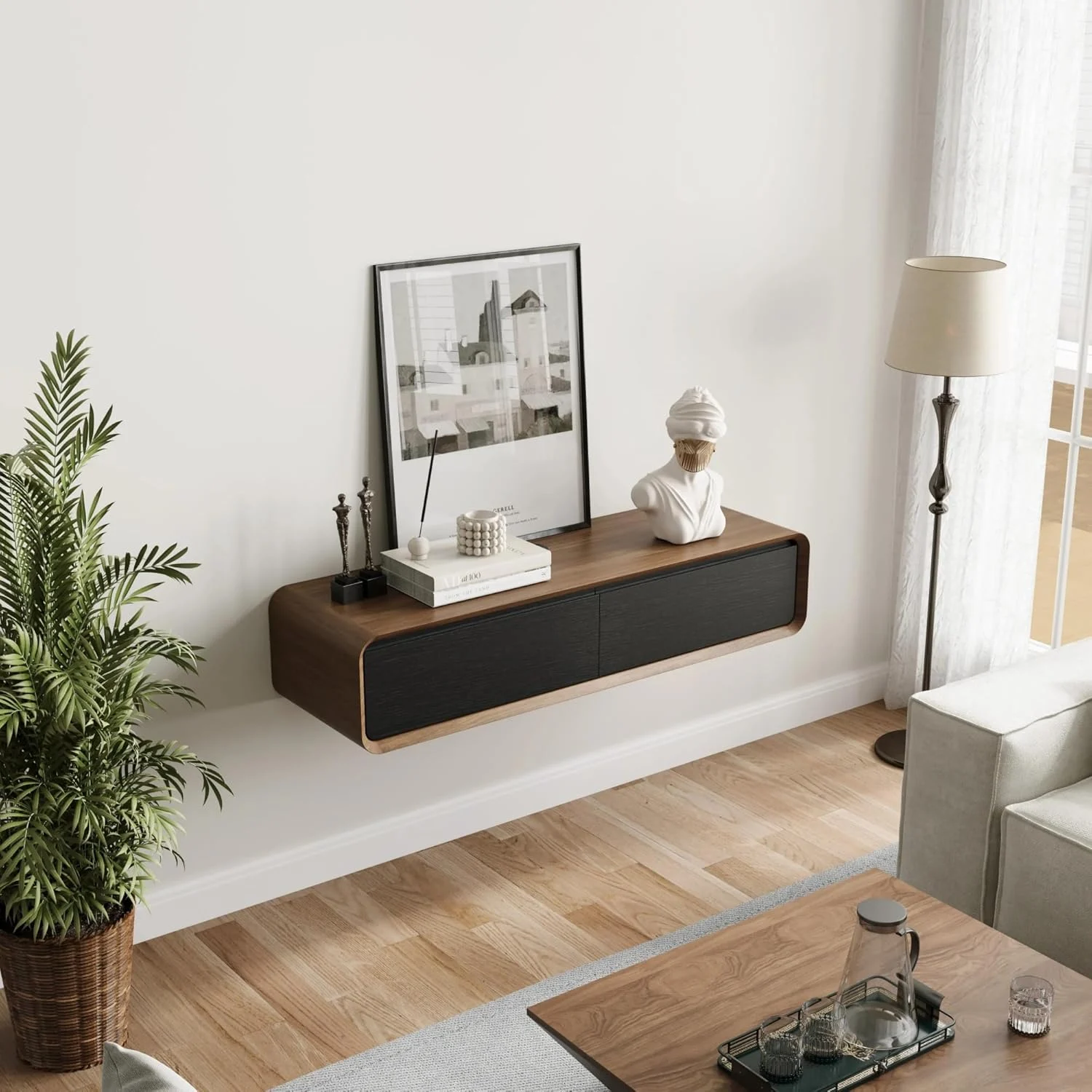 Rangements du meuble TV suspendu POVISON 120 cm